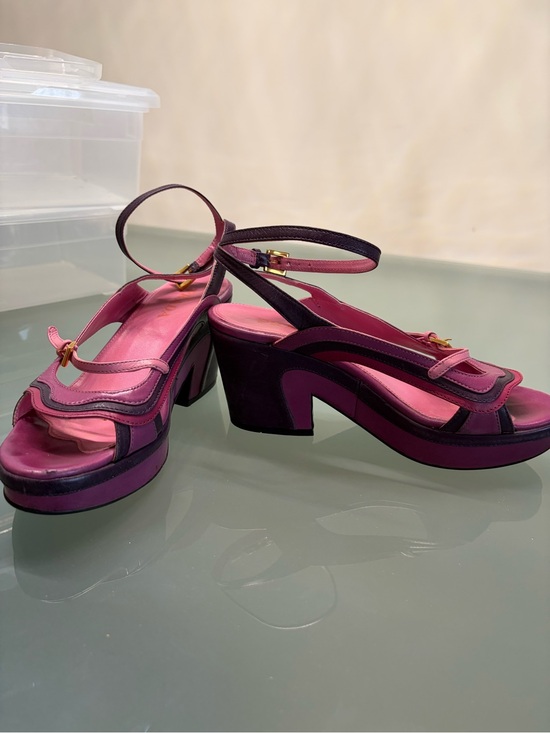 Prada Shoes - Prada Fuchsia and Deep Purple Two-Tone Platform Sandals